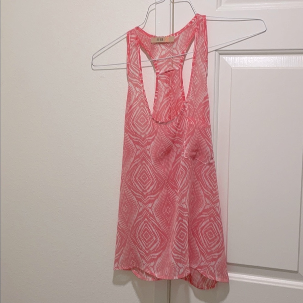 Semi sheer pink geometric tank